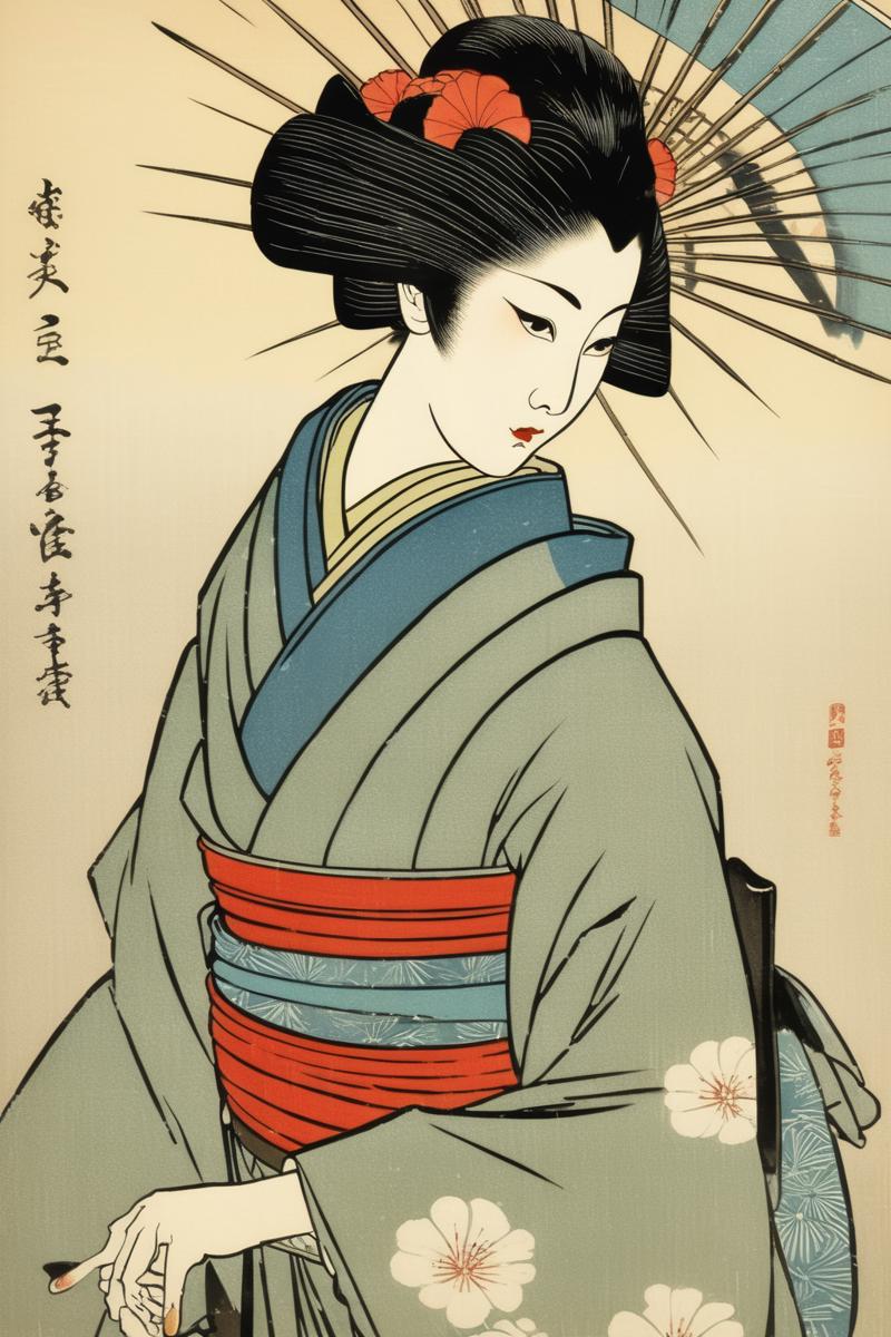 00170-2175971140-_lora_Ohara Koson Style_1_Ohara Koson Style - ukiyo-e woodblock print of a geisha girl in fine detail and sharp focussed edges.png